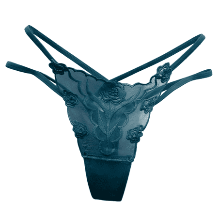 Fulorrnie Women s Sexy Lace Panties Floral Embroidery  Sheer Mesh Cutout Design  Low Rise Thong Cotton Gusset Underwear  Dark Green  M