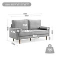 thumbnail image 3 of HomeStock Coastal Cool 69" Wide Upholstered Two Cushion Sofa with Bolster Pillows in Grey Velvet, 3 of 10