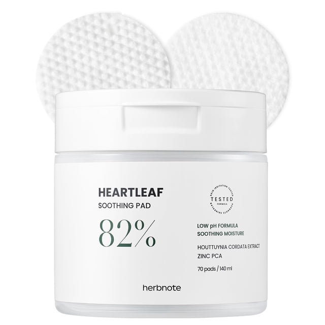 herbnote Almohadilla humectante calmante Heartleaf - Enriquecida con 80% de hoja de corazón extraída a baja temperatura y niacinamida para el control del acné - Quercitrina PCA de zinc para alivio de