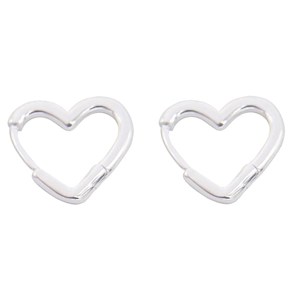 Amy And Annette 14K White Gold Plated Heart Shaped Hoop Earring