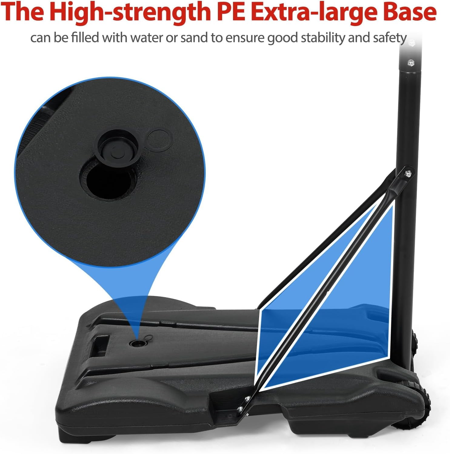 Lumiparty Kids Portable Basketball Hoop, Adjustable Height 5-7 FT, 28" Poolside Swimming Basketball Goal, for Indoor Outdoor, Black