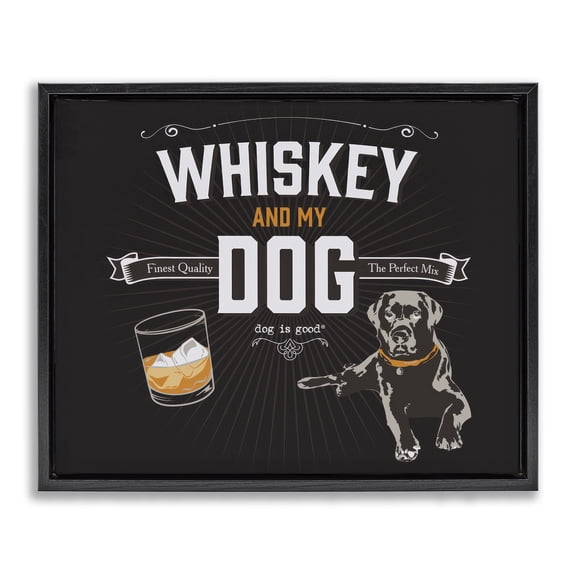 Stupell Industries Mid-Century Black Floating Frame Canvas Art, 21 x 17, by Dog Is Good