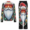 thumbnail image 6 of Cool Santa Headphones Sunglasses Womens Pyjamas Set Button Up Pyjamas Womens with Long Sleeve Top And Wide Leg Pants V-neck Loungewear Sets, 6 of 9