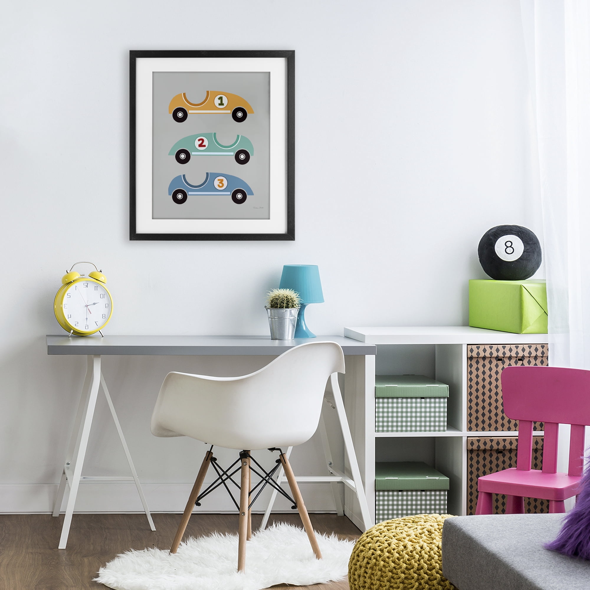Stupell Industries Vroom Race Cars Black Framed Print Under Glass, design by Susan Ball