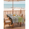 thumbnail image 2 of Outdoor Tablecloth with Umbrella Hole for Patio/Picnic/Party/Camping, Sage Green Floral Waterproof Table Cloth Rectangle Table Cover Washable, Modern Farmhouse Leaves Brown Striped (60"x 102"), 2 of 8