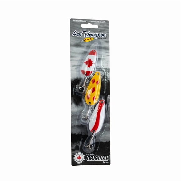 Ensemble de leurres 3 pièces de Len Thompson – 03CE - Canadian Edition Kit – Original Series (Couleurs assorties ; Canadienne, jaune et rouge, rouge et blanche)