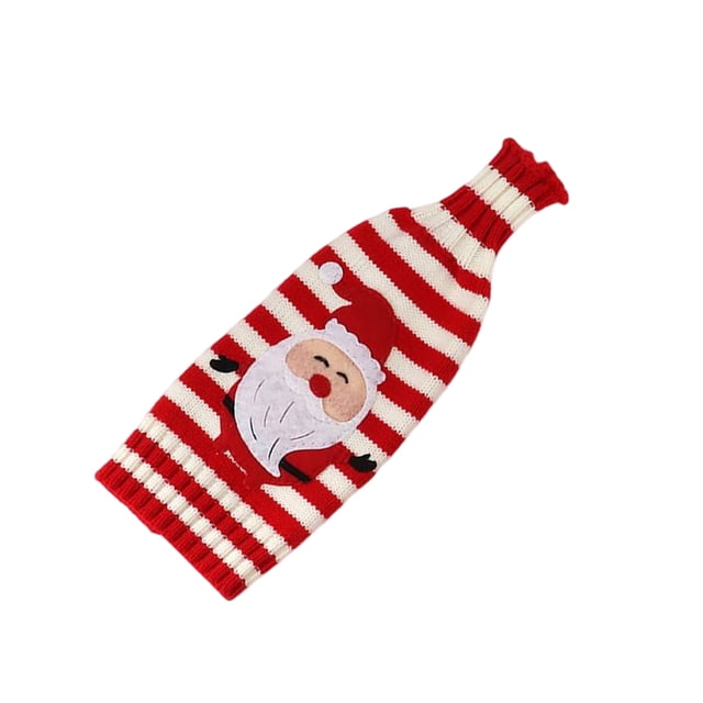 Inteprter Cubierta de botella de vino Navidad Santa Claus Elk de comedor en casa Ropa de rayas tejidas elásticas Banda de champán Accesorios de Kits de decoración para fiestas Papá Noel NO1 Inteprter HA068790-01