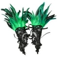 thumbnail image 2 of Green Fingerless Gloves, Welding Gloves, Feather Decorative Gloves Carnival Party Costume Accessories Masquerade Show, 2 of 3