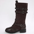 thumbnail image 7 of Women Riding Boots, Mid Calf Combat Boots, Winter Lace Up Gothic Motorcycle Boot with Inside Zipper Non Slip Outsole, 7 of 7