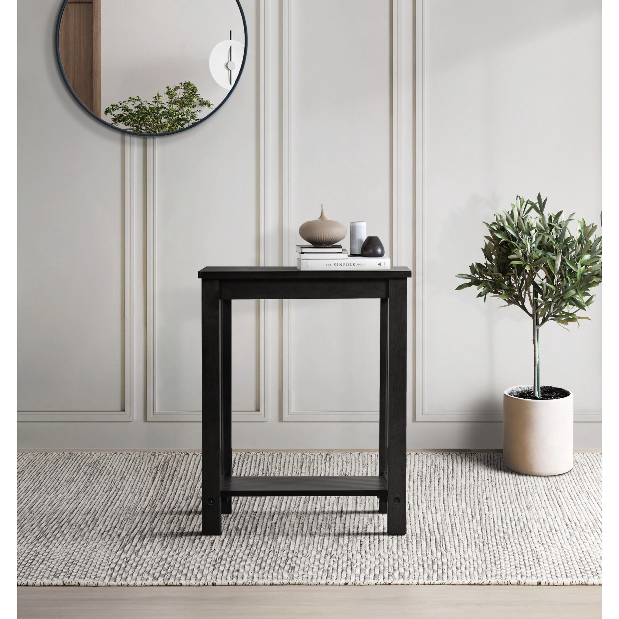 Home Design Ottawa 3-Piece Coffee Table Set with Rectangular Coffee Table and 2 Matching End Tables, Streamlined Side Design with Bottom Shelf for Living Room, Black