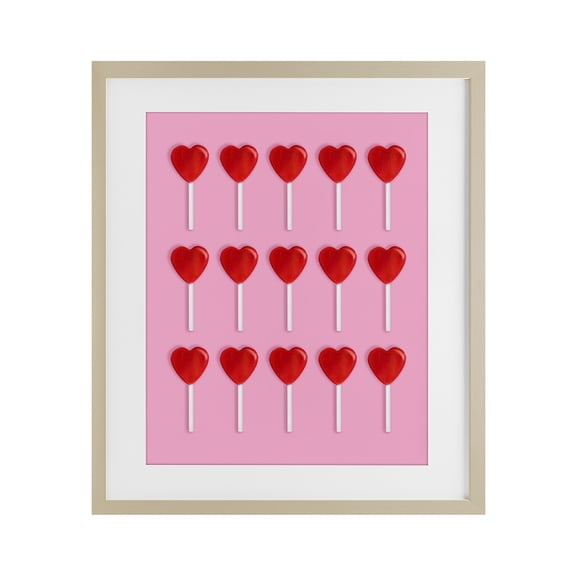 Stupell Industries Eclectic Heart Lollipops Collection Birch Framed Print Under Glass, 17 x 21, by LISH Creative