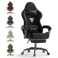 thumbnail image 1 of Luxvie Velvet Fabric Gaming Chair with Footrest High Back Ergonomic Reclining Computer Gamer Chair with Headrest and Massage Racing Style PC Video Game Chair Suitable for Adults, Black, 1 of 10