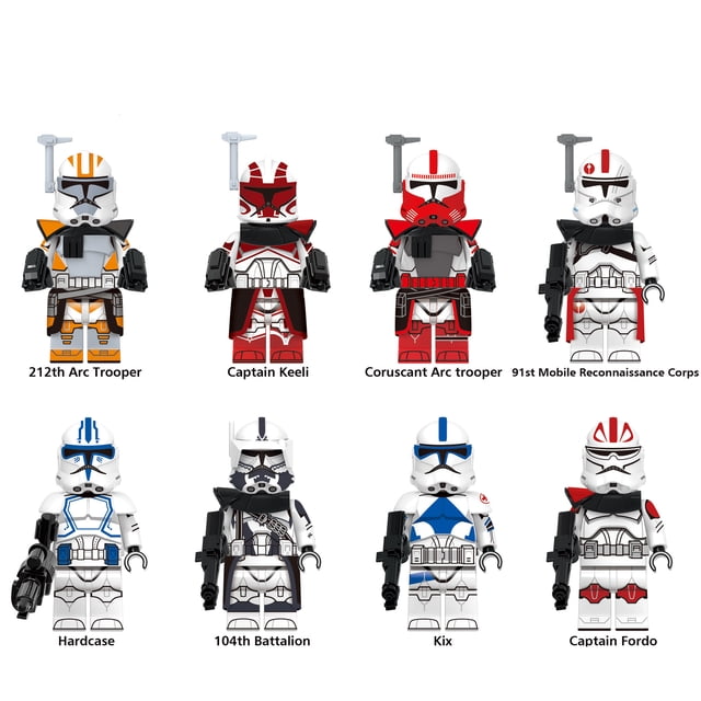 Set de 8 Figuras de Bloques de Construcción, Minifiguras Comandante Fordo Batallón 8 Hardcase, Regalo de Cumpleaños para Niños y Coleccionistas