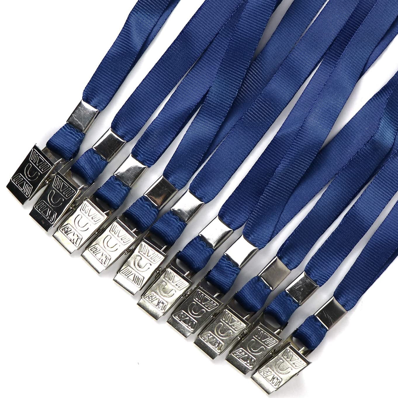 Lanyards 100 Pack Nylon Flat Badge Lanyard For Id Name Tag (navy Blue  100 Pack)