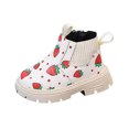 thumbnail image 4 of Girls Cute Ankle Boots Strawberry Printed Side Zipper Booties Kids Comfy Platform Non-Slip Short Boots White 10 Little Kids, 4 of 7