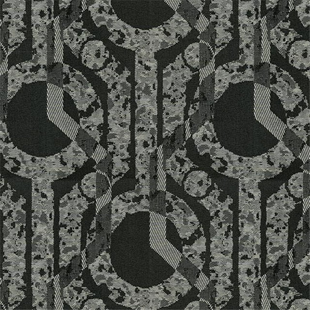 Crypton Centerstage 9009 Contemporary Contract Woven Jacquard Fabric, Black Tie