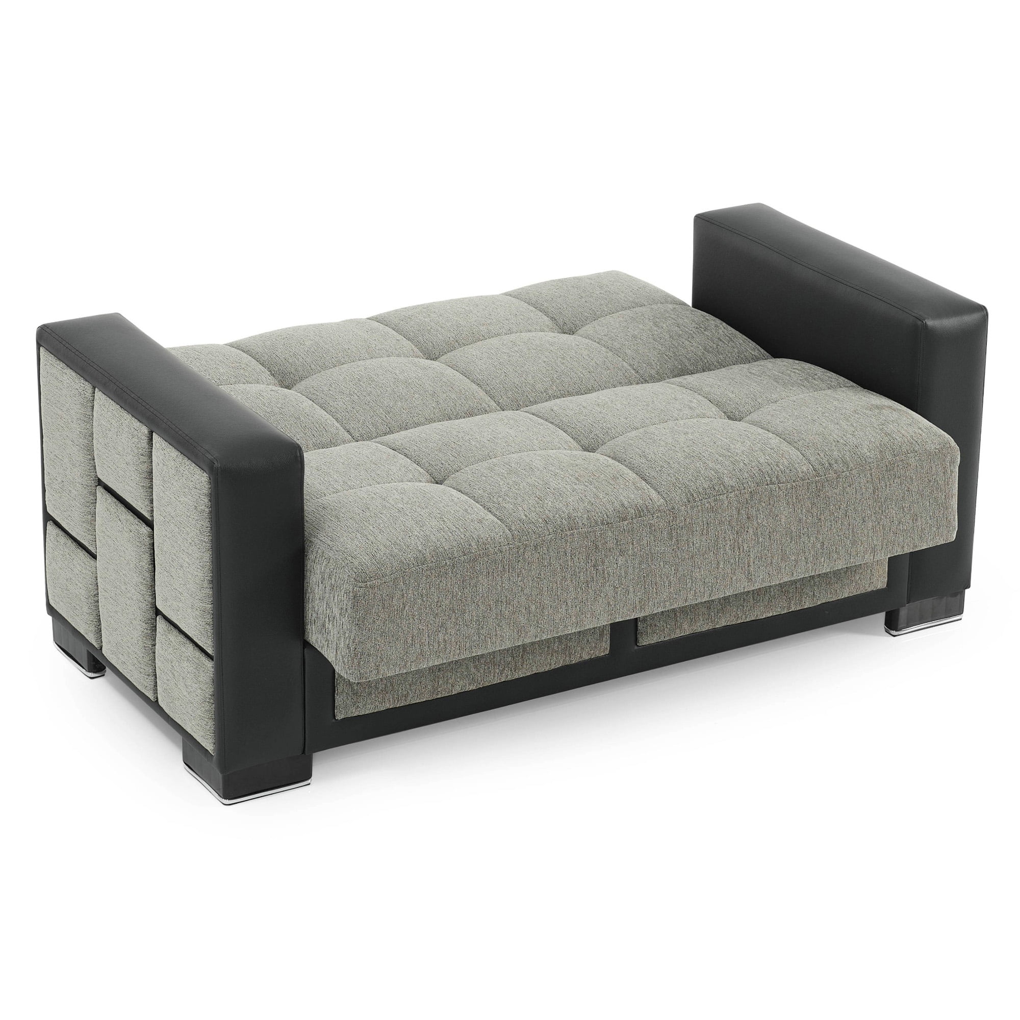 Ottomanson 63" Convertible Loveseat Sleeper with Storage, Modern Chenille Sofa for Small Spaces, Gray