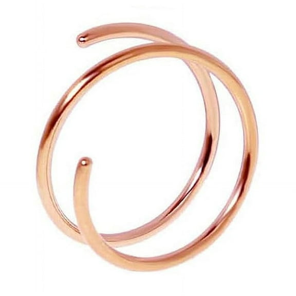 Double Nose Ring Hoop for Single Piercing Spiral Twist Nose Hoop for Women Girls Piercing Hypoallergenic Thin Tiny Hoops (5mm | Left Side, 14K Rose Gold Filled | 24 GA)
