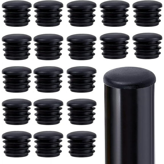 20Pcs 1In Round Plastic Plugs Black End Caps Plug Pipe Tubing End Cap Chair Leg Inserts
