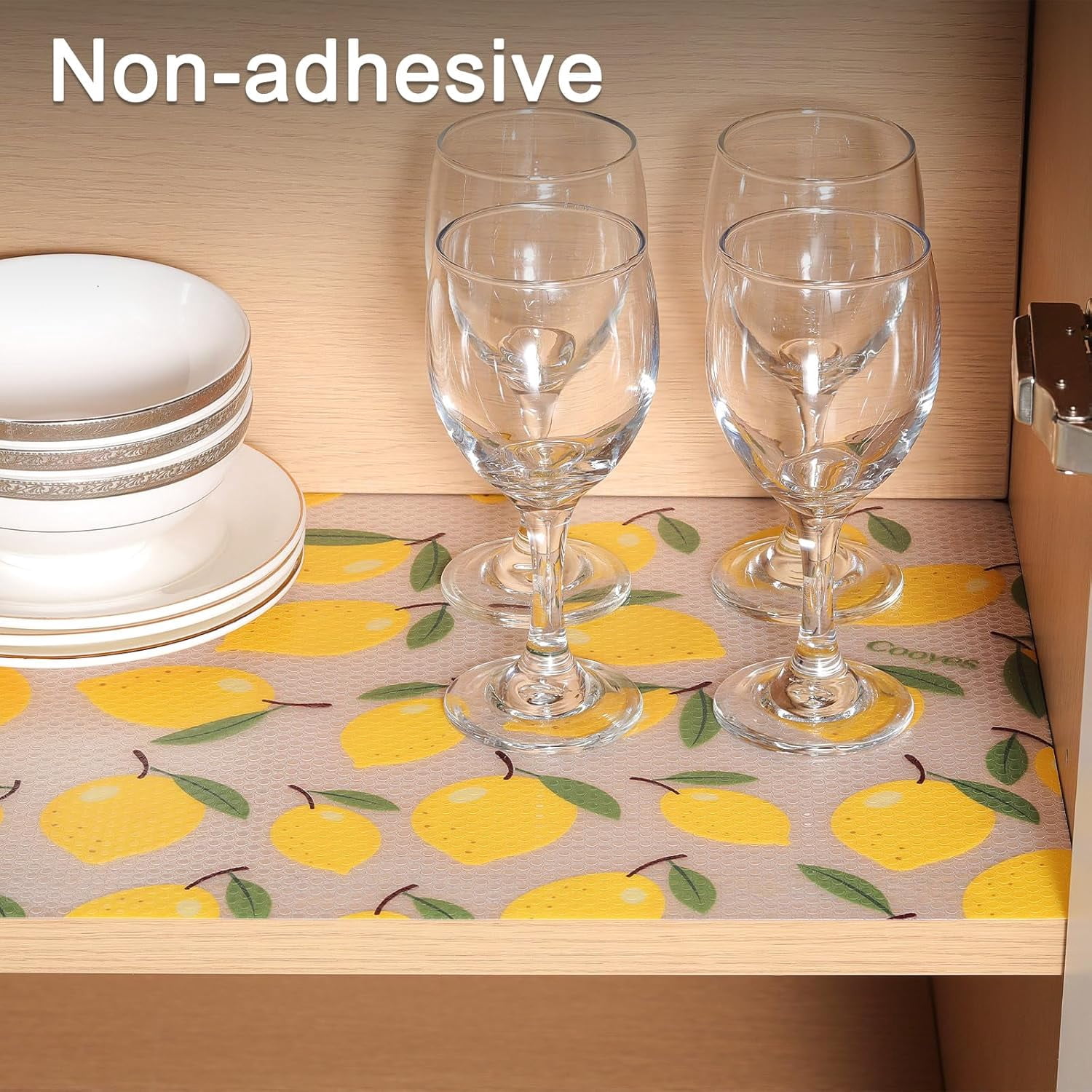 Shelf Liner Non-Adhesive Cabinet Liners for Kitchen Drawers Shelves Refrigerator Pantry Storage Bathroom Closet Fridge Durable Waterproof EVA Mats(11.8" W x 118" L Yellow Lemon)