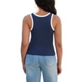 thumbnail image 3 of Camisetas casuales sin mangas de verano para mujer ATHLECHIC, con cuello redondo y bloques de color, talla XL, azul oscuro y blanco, 3 of 5