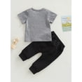 thumbnail image 4 of Bagilaanoe 2pcs Toddler Baby Boys Long Pants Set Letter Print Short Sleeve T-shirt Tops + Trousers 6M 12M 18M 24M 3T Kids Casual Outfits, 4 of 9