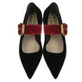 thumbnail image 3 of YDN Women Elegant Single Buckle Strap Mary Janes Pointed Toe Block Low Heel Ballet Flat Shoes Daily Dancing Prom Size 13 Black, 3 of 4