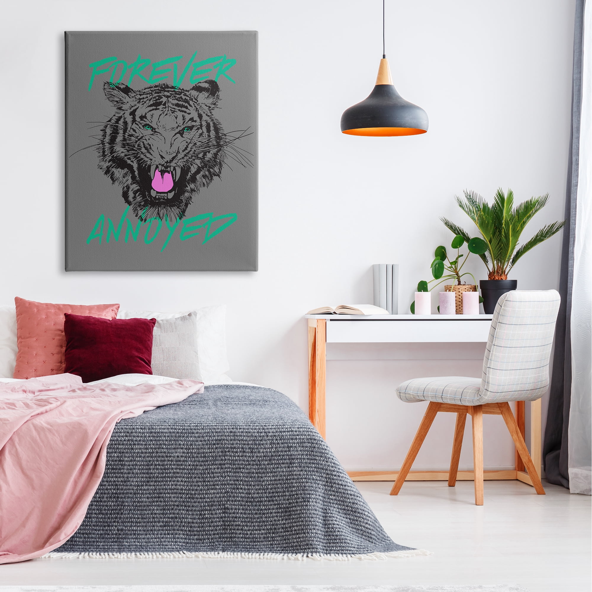 Stupell Industries Forever Annoyed Tiger Animals & Insects Painting Gallery Wrapped Canvas Art Print Wall Art, 36 x 48
