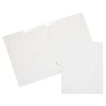 JAM Paper Laminated Two Pocket Glossy 3 Hole Punch School Folders, White, 3/Pack