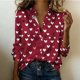 thumbnail image 5 of Mujeres Manga Larga Tops Casual Día de San Valentín Impreso Satén Blusa Botón-Arriba Solapa Suéter Top para el Invierno Y la Primavera, 5 of 7