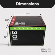 BalanceFrom Foam Plyometric Jump Box with 20”, 24”, and 30” Heights, 60 lbs, Multicolored