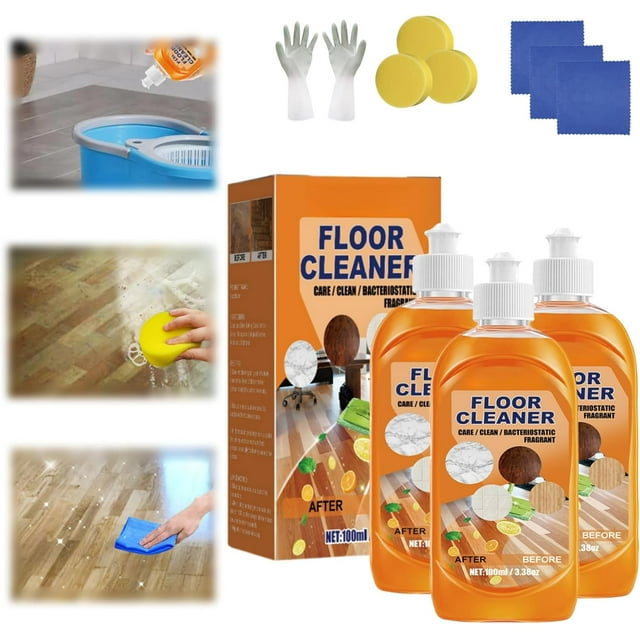 Limpiador de Pisos, Potente Limpiador de Pisos Descontaminante, Momeng Limpiador de Pisos, Limpiador de Pisos Doméstico para Madera, Azulejos, Laminado, Bambú, Sin Enjuague (3 Piezas)