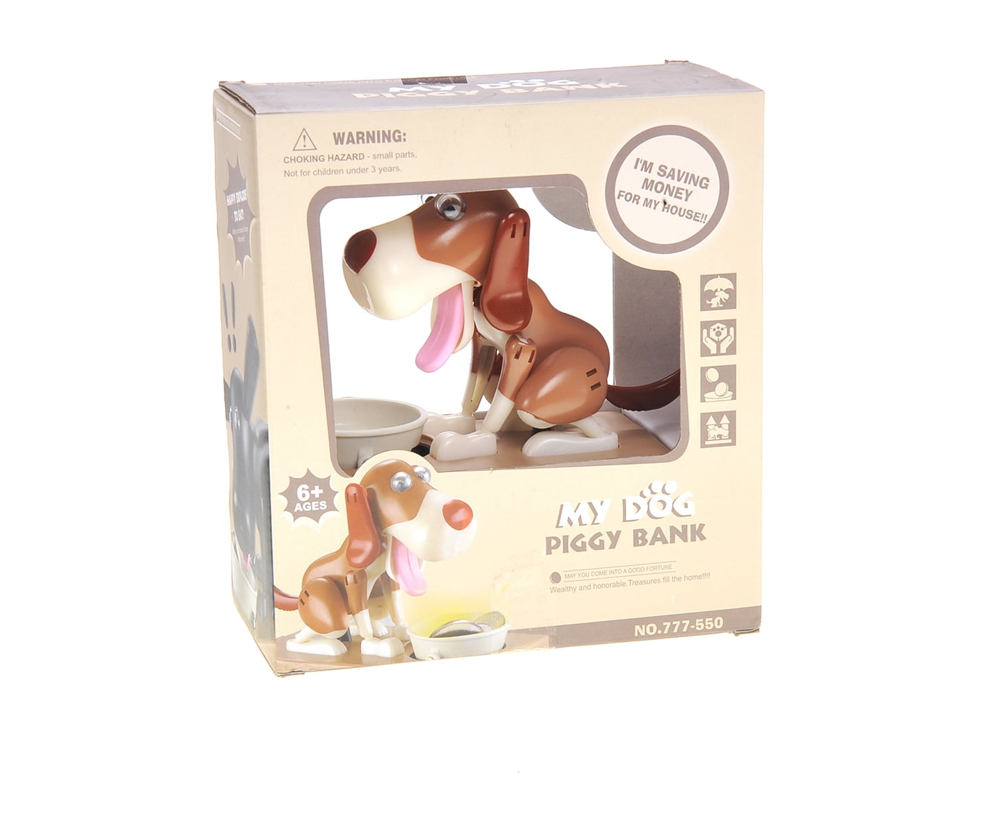 PennyPincher Dog Piggy Bank White Brown