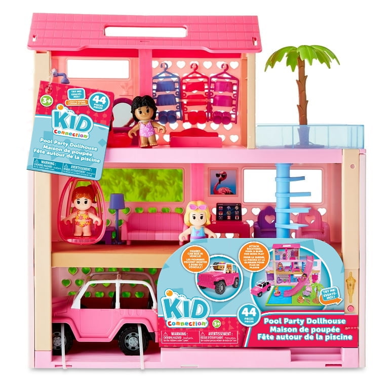 Kid Connection Pool Party Doll House with Lights and Sounds, 44 Pieces, Toddler Toys, KID CONNECTION PL KC BEACH HOUSE
