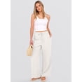 thumbnail image 4 of ANRABESS Womens Casual Wide Leg Pants Elastic Waist Drawstring Lightweight Flowy Beach Palazzo Pants with Pockets, 4 of 8