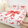thumbnail image 4 of Erosebridal Red Bow-tie Girls Queen Sheet Sets, Princess Ribbon Bed Set, 4pcs, 4 of 5