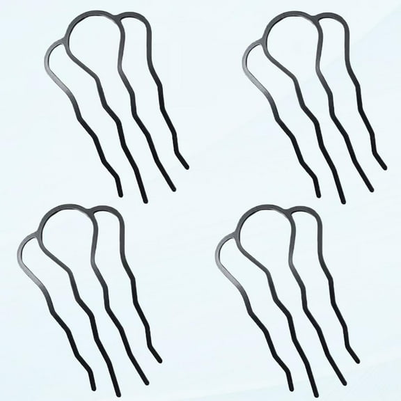Hair Fork Clip 4 Pcs - Metal U Shape Hair Pins Black Bottom Vintage Hair Combs Side Hair Pins Hair Stick French Twist Pins for Women Girls