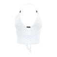 thumbnail image 5 of Wang6 Women’s Y2k Knit Cropped Cami Tops Sleeveless Tie Halter Neck Solid Color Camisole Tops Summer Trendy Crochet Tank Tops 0617liLight Blue S, 5 of 6