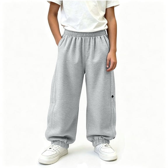Klisyaur Boys Sweatpants Elastic High Waist Athletic Joggers Casual Looose Fall Winter Sport Trousers with Pockets