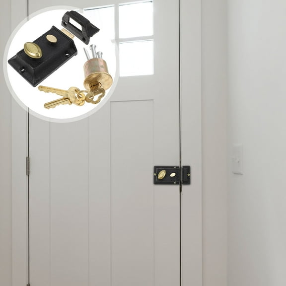 STOBOK 1 Set Antique Night Latch Door Lock with Keys Bathroom Safety Bolt Lock for Wooden Doors