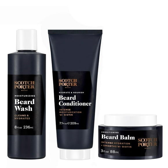 Scotch Porter Beard Wash, Conditioner & Balm â Cleanse, Moisturize, Hydrate, Soften & Style Coarse, Dry Facial Hair while Encouraging Growth for a Fuller, Healthier-Looking Be