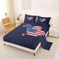 thumbnail image 2 of Manfei Vintage Us Flag Heart Queen Sheets,Navy Queen Sheet Sets,4 Pieces,1 Flat Sheet, 1 Fitted Sheet and 2 Pillowcases, 2 of 6