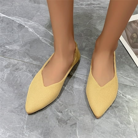

Ladies Fashion Solid Color Breathable Cloth Pointed Comfort Flat Casual Shoes