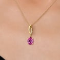 thumbnail image 3 of Gem Stone King 14K Yellow Gold Pink Created Sapphire and Lab Grown Diamond Pendant Necklace for Women | 1.03 Cttw | Gemstone September Birthstone | Oval 9X7MM | With 18 inch Chain, 3 of 6