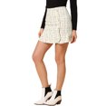 thumbnail image 4 of INSPIRE CHIC Women's Plaid Ruffle Hem Button Decor Tweed Mini Skirts XS White, 4 of 7