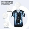 thumbnail image 5 of Fotbe Night Scene of Wolves Baseball Jersey Shirt for Men and Women, Casual Short Sleeves Button Down T-Shirt-4X-Large, 5 of 9