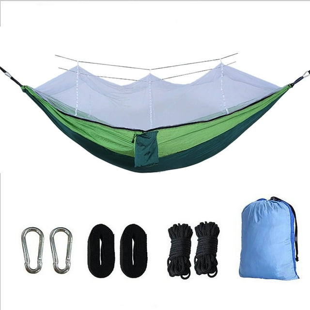 Fiudx Hamaca Doble de Tela de Paracaídas, Equipo de Camping Antimosquitos, Tela Ligera y Transpirable, Esencial para Aventuras Al Aire Libre, Ideal para Mochileros y Entusiastas de Los Viajes, con Mú