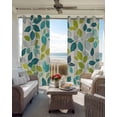 thumbnail image 6 of Teal Green Leaves Blackout Curtains for Bedroom Living Room Darkening Curtains 84 Inch Length 2 Panels Set Summer Botanical Pastoral Rustic Window Curtain Window Treatment Grommet Drapes 42"x84", 6 of 9