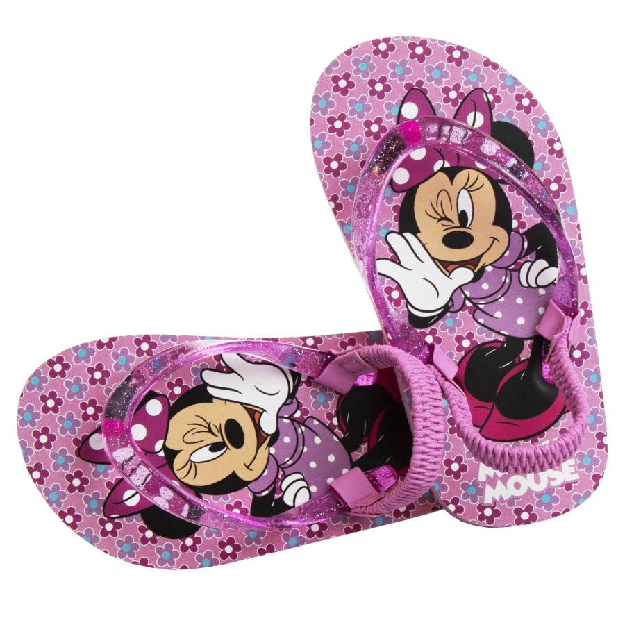 Disney Minnie Mouse Girls Toddler Flip Flops with Back Strap, Pink, Size: 7-8