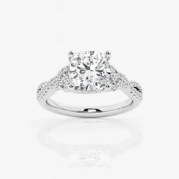 Cloud Jewelry Elegant 1.6 Ct Cushion Cut Moissanite Infinity Promise Ring - Women's Engagement Wedding Ring - 14K White Gold Plated - Prong Setting Ring - Ideal Gift for Special Occasions